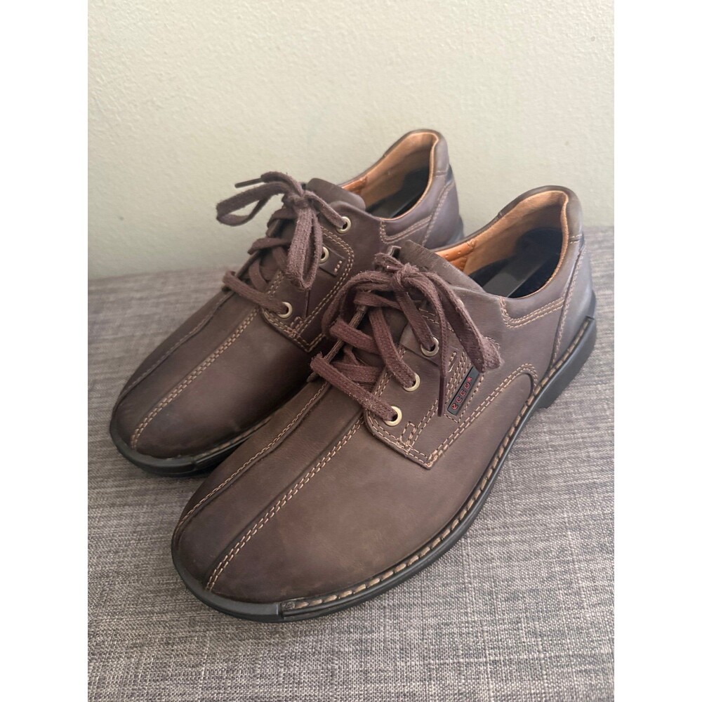 Men’s New Ecco Fusion Brown Leather Lace Up Shoes Size 42 US 8/8.5